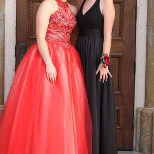 Red Halter-Top Ball Gown